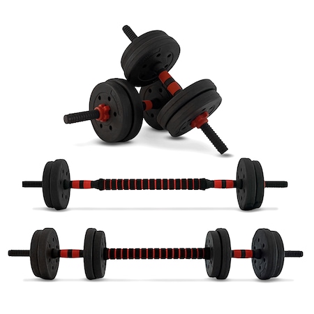 Athletos, 2 gantere de 10 kg convertibile în halteră