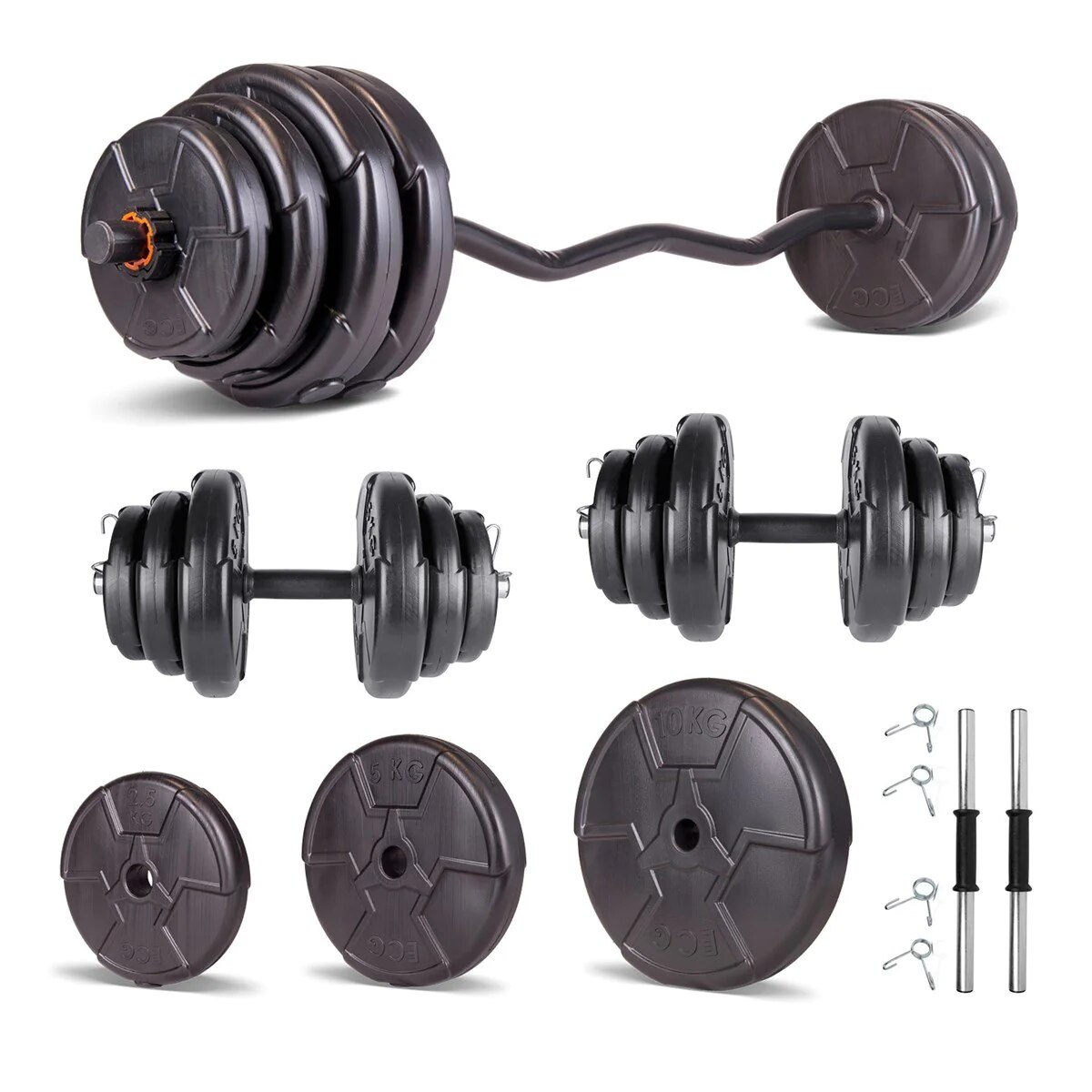 Set haltere și gantere reglabile 80 kg, cu bară Z